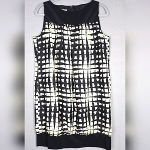 Suzi Chin For Maggy Boutique Dress 100% Silk Cream Black Size 12